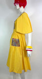 1970s vintage Annie Gough at Gemini yellow flutter sleeve dress / folk / 40s / cotton dress