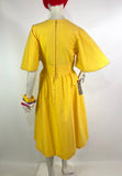 1970s vintage Annie Gough at Gemini yellow flutter sleeve dress / folk / 40s / cotton dress