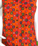 1970s vintage orange flower power psychedelic maxi dress / Hippie / Festival / Mod with hood