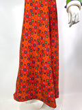 1970s vintage orange flower power psychedelic maxi dress / Hippie / Festival / Mod with hood
