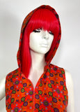 1970s vintage orange flower power psychedelic maxi dress / Hippie / Festival / Mod with hood