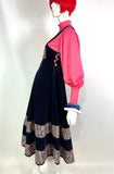 Annabelinda 1970s vintage velvet & cotton pinafore midi dress / RARE & Collectable