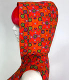 1970s vintage orange flower power psychedelic maxi dress / Hippie / Festival / Mod with hood