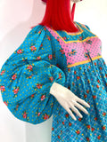 1970s vintage billowing balloon sleeve cotton smock dress / Jeff Banks / Clobber