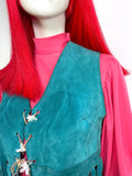 1960s vintage turquoise fringed tassel waistcoat / vest / 70s / Grace Slick / Woodstock Cher