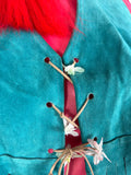 1960s vintage turquoise fringed tassel waistcoat / vest / 70s / Grace Slick / Woodstock Cher