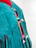 1960s vintage turquoise fringed tassel waistcoat / vest / 70s / Grace Slick / Woodstock Cher