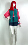 1960s vintage turquoise fringed tassel waistcoat / vest / 70s / Grace Slick / Woodstock Cher