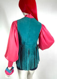 1960s vintage turquoise fringed tassel waistcoat / vest / 70s / Grace Slick / Woodstock Cher