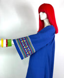 1970s vintage ocean blue embroidered hippie maxi dress / mexicana / guatemala / festival