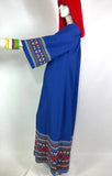 1970s vintage ocean blue embroidered hippie maxi dress / mexicana / guatemala / festival