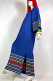 1970s vintage ocean blue embroidered hippie maxi dress / mexicana / guatemala / festival