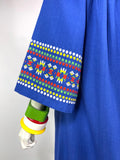 1970s vintage ocean blue embroidered hippie maxi dress / mexicana / guatemala / festival