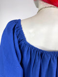 1970s vintage ocean blue embroidered hippie maxi dress / mexicana / guatemala / festival