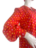 Petite Momon 1970s vintage balloon sleeve tunic smock / novelty print 60s Jeff Banks