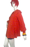 Petite Momon 1970s vintage balloon sleeve tunic smock / novelty print 60s Jeff Banks
