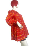 Petite Momon 1970s vintage balloon sleeve tunic smock / novelty print 60s Jeff Banks