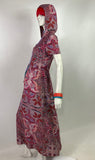 1970s vintage psychedelic maxi dress with hood / Hippie / holiday / Jane Birkin