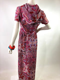 1970s vintage psychedelic maxi dress with hood / Hippie / holiday / Jane Birkin