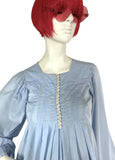 Jeff Banks 1970s vintage blue billowing balloon sleeve shirt blouse / smock tunic Clobber RARE