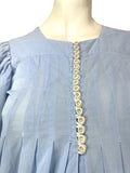 Jeff Banks 1970s vintage blue billowing balloon sleeve shirt blouse / smock tunic Clobber RARE