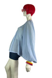 Jeff Banks 1970s vintage blue billowing balloon sleeve shirt blouse / smock tunic Clobber RARE