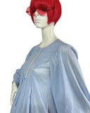 Jeff Banks 1970s vintage blue billowing balloon sleeve shirt blouse / smock tunic Clobber RARE