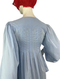 Jeff Banks 1970s vintage blue billowing balloon sleeve shirt blouse / smock tunic Clobber RARE