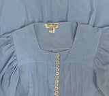 Jeff Banks 1970s vintage blue billowing balloon sleeve shirt blouse / smock tunic Clobber RARE