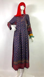 1960s 70s indian cotton Kaftan dress / Hippie / Festival / Woodstock / block print