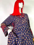 1960s 70s indian cotton Kaftan dress / Hippie / Festival / Woodstock / block print