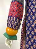 1960s 70s indian cotton Kaftan dress / Hippie / Festival / Woodstock / block print