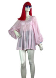 Jeff Banks 70s vintage pink billowing balloon sleeve shirt blouse / smock tunic Clobber RARE