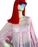 Jeff Banks 70s vintage pink billowing balloon sleeve shirt blouse / smock tunic Clobber RARE