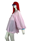 Jeff Banks 70s vintage pink billowing balloon sleeve shirt blouse / smock tunic Clobber RARE