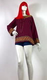 1960s vintage indian cotton embroidered tunic / shirt / hippie / morocco