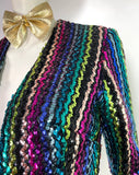 1970s vintage rainbow sequinned blazer / jacket / Marc Bolan / Glam Rock / Slade / Disco / Marc Bolan