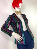 1970s vintage rainbow sequinned blazer / jacket / Marc Bolan / Glam Rock / Slade / Disco / Marc Bolan