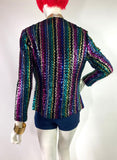 1970s vintage rainbow sequinned blazer / jacket / Marc Bolan / Glam Rock / Slade / Disco / Marc Bolan