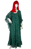 David Silverman 1970s vintage psychedelic angel sleeve maxi dress / Hippie trippy / 60s
