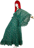 David Silverman 1970s vintage psychedelic angel sleeve maxi dress / Hippie trippy / 60s