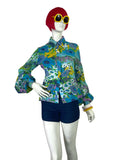 1970s vintage flower power balloon sleeve shirt blouse / 60s Mod / Jeff Banks Clobber