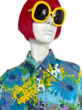 1970s vintage flower power balloon sleeve shirt blouse / 60s Mod / Jeff Banks Clobber