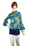 1970s vintage flower power balloon sleeve shirt blouse / 60s Mod / Jeff Banks Clobber
