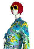 1970s vintage flower power balloon sleeve shirt blouse / 60s Mod / Jeff Banks Clobber