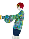 1970s vintage flower power balloon sleeve shirt blouse / 60s Mod / Jeff Banks Clobber