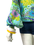 1970s vintage flower power balloon sleeve shirt blouse / 60s Mod / Jeff Banks Clobber