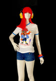 1970s vintage pop art novelty print skinny fit t shirt / top / Mod / Go Go / rock n roll