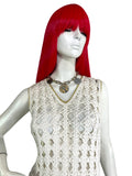 1960s vintage white crochet Mod dress / Twiggy / summer / festival / Woodstock / Hippie 70s