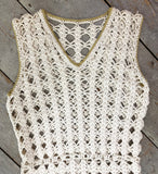 1960s vintage white crochet Mod dress / Twiggy / summer / festival / Woodstock / Hippie 70s